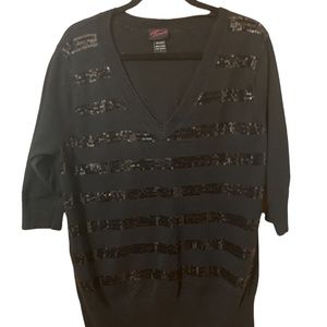 TORRID Black V-Neck Sequined Sweater - SIZE 1 (1X)
